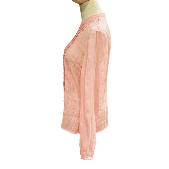 JG Hook Blouse Top Size 8 Blush Pink Pintuck Pearl Accents Career Demur Feminine - Picture 6 of 9